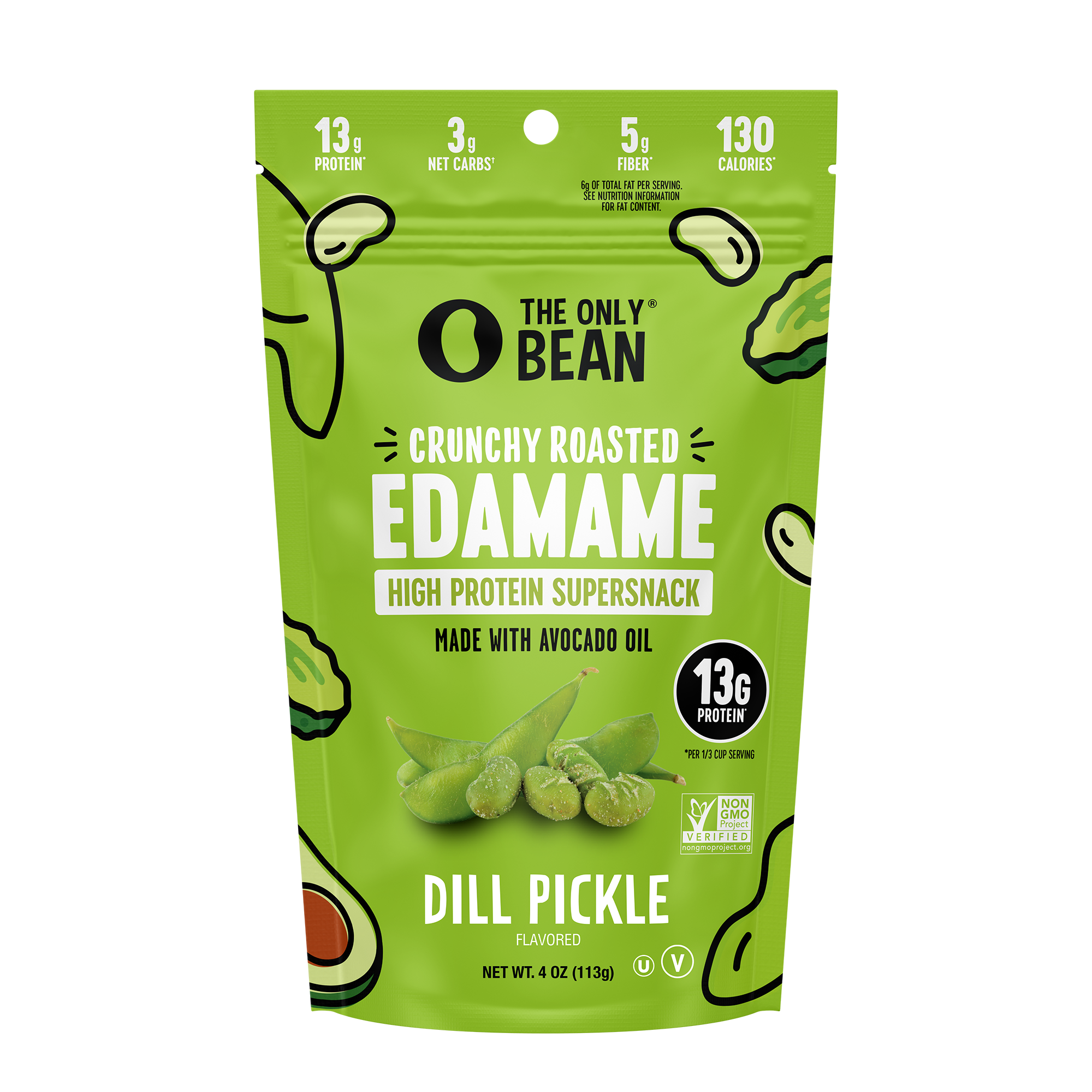 Crunchy Roasted Edamame Dill Pickle - 4oz (6 pack)