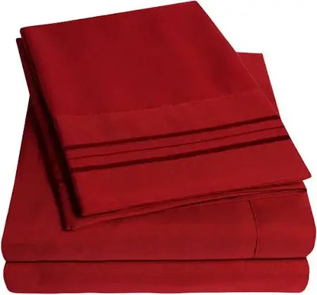 2100 Series Bellagio Collection 6 Piece Sheet Set - King: Red