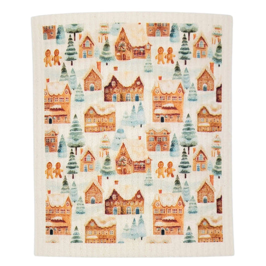 Gingerbread Village Swedish Dishcloths - Holiday Decorations