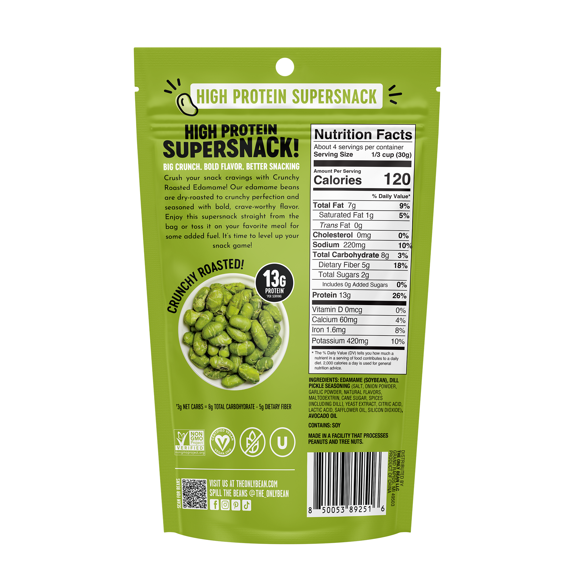 Crunchy Roasted Edamame Dill Pickle - 4oz (6 pack)